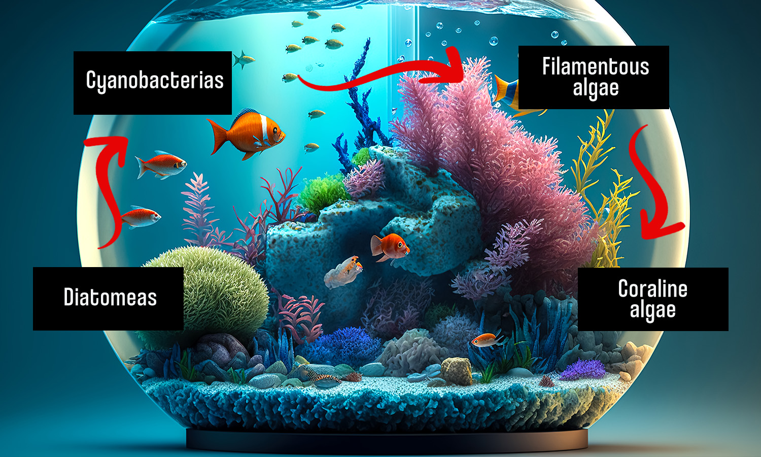 Nitrogen cycle in an aquarium